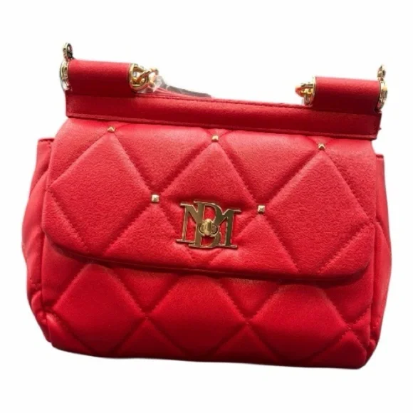 Badgley Mischka Red Quilted Shoulder Cross Body Bag - Picture 4 of 11